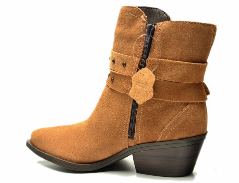 Botki 40 BOTTERO 347707 skóra kowbojki brązowe skórzane zamsz brąz