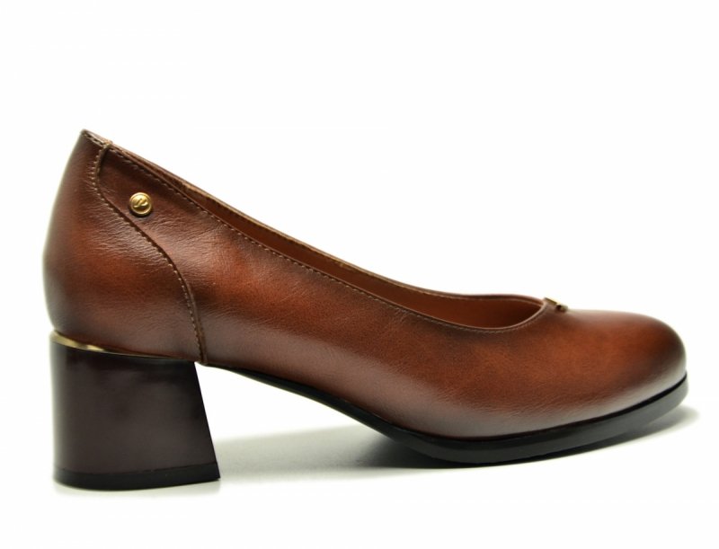 Czółenka 41 POTOCKI 12712 brązowe brąz na obcasie