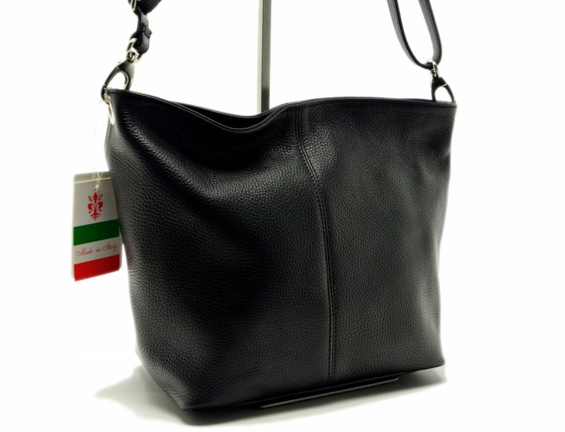 TOREBKA listonoszka MIKO skóra czarna skórzana damska