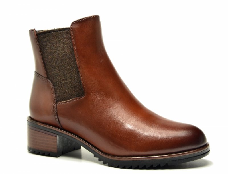 Botki 38 MARCO TOZZI skóra 25376 brązowe skórzane brąz