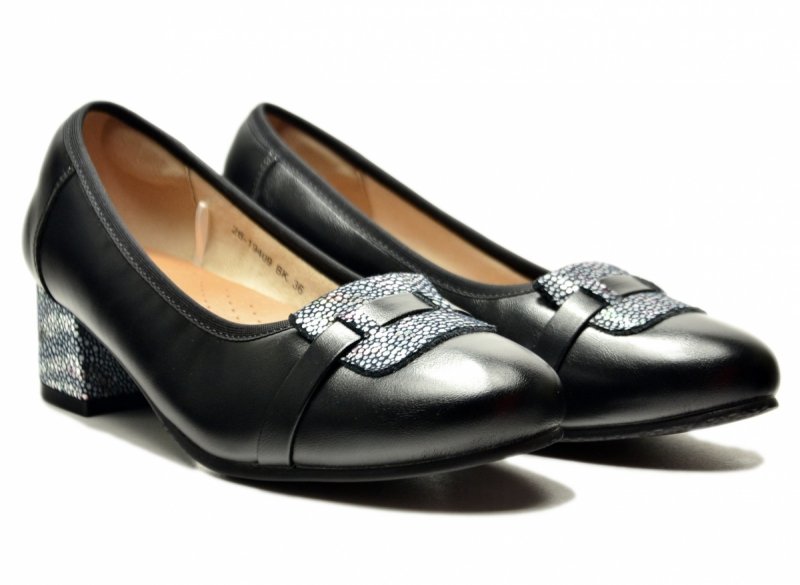 Czółenka czarne 36 skóra POTOCKI 19409 na obcasie skórzane damskie