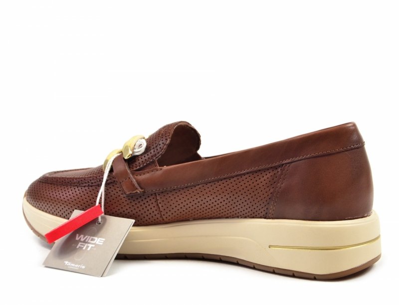 Mokasyny 39 TAMARIS 84700 skóra brązowe skórzane półbuty 