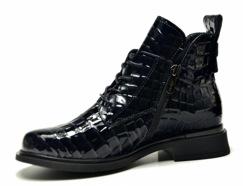 Botki 37 skóra FILIPPO 7239 czarne skórzane damskie płaskie lakier grafit