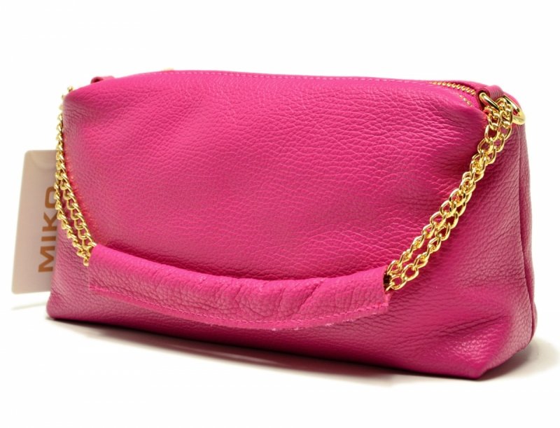 TOREBKA skóra fuksja listonoszka skórzana MIKO różowa