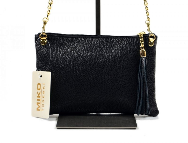 TOREBKA skóra listonoszka MIKO czarna kopertówka 
