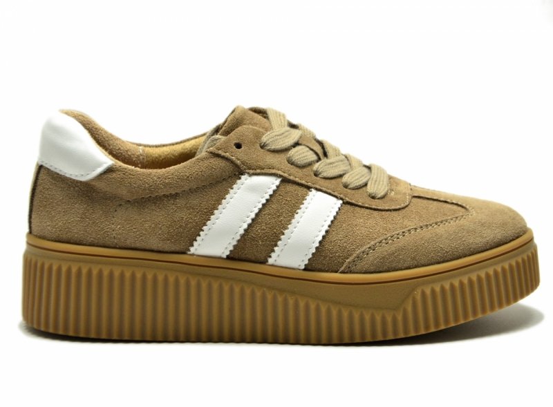 Półbuty sneakersy 41 skóra FILIPPO 6776 beżowe skórzane zamsz beżowe