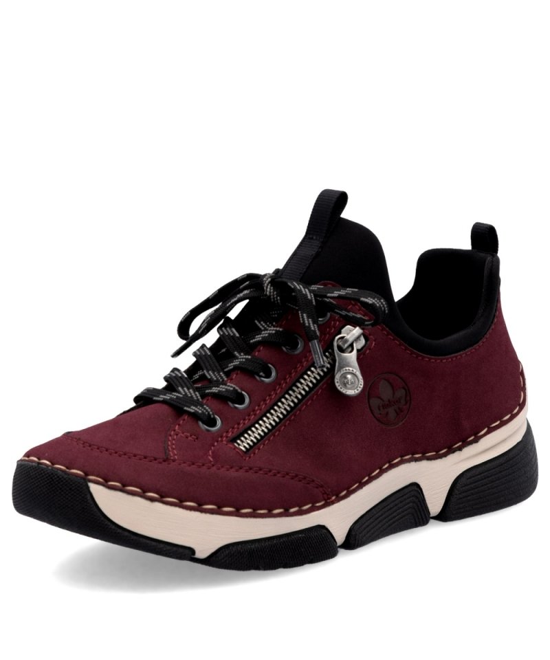 BOTKI sneakersy 37 RIEKER 45973 bordowe damskie półbuty bordo