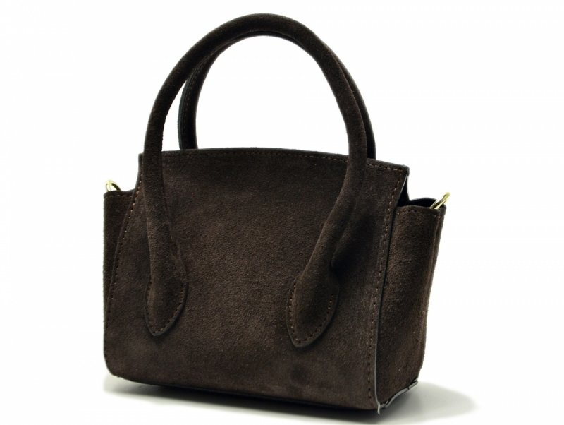 TOREBKA skóra brązowa LAURA BIAGGI skórzana zamsz czekolada mała shopperka