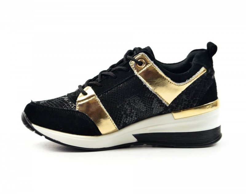 Półbuty 38 sneakersy FILIPPO 3170 skóra czarne złote