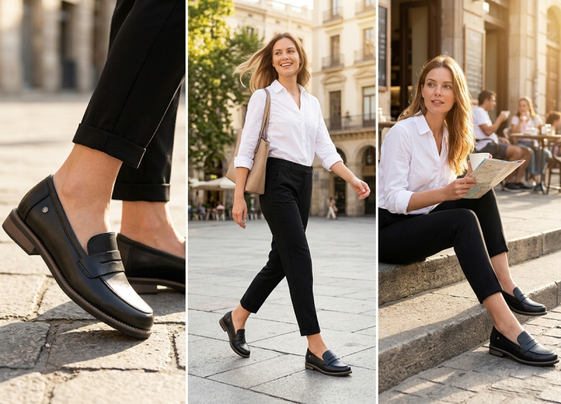 Mokasyny czarne skóra 41 półbuty VINCEZA 18131 skórzane damskie