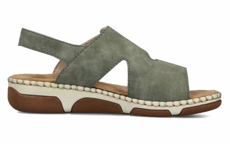 Sandałki zielone 37 RIEKER 66280 płaskie damskie