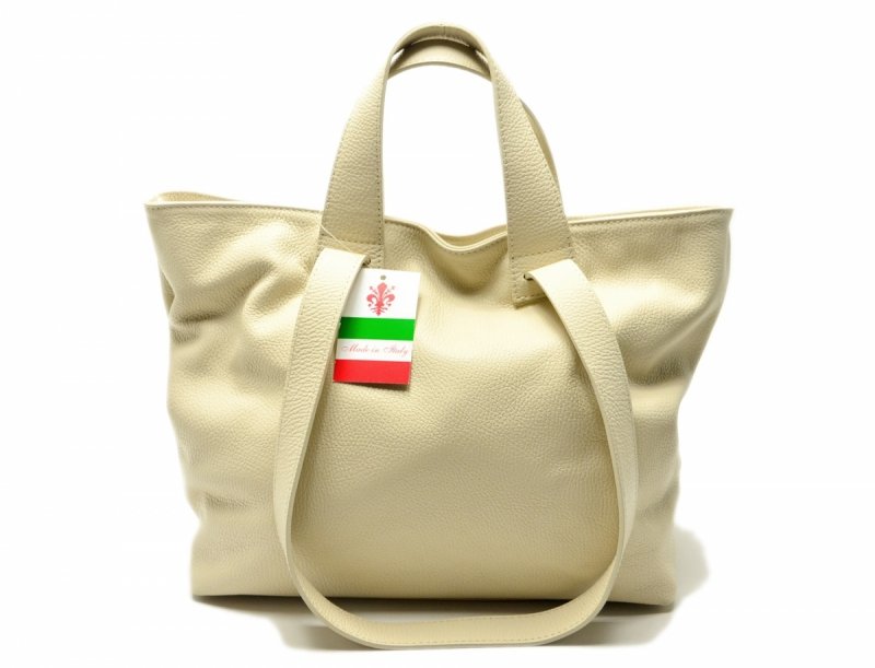 TOREBKA skóra MIKO skórzana jasny beż beżowa 