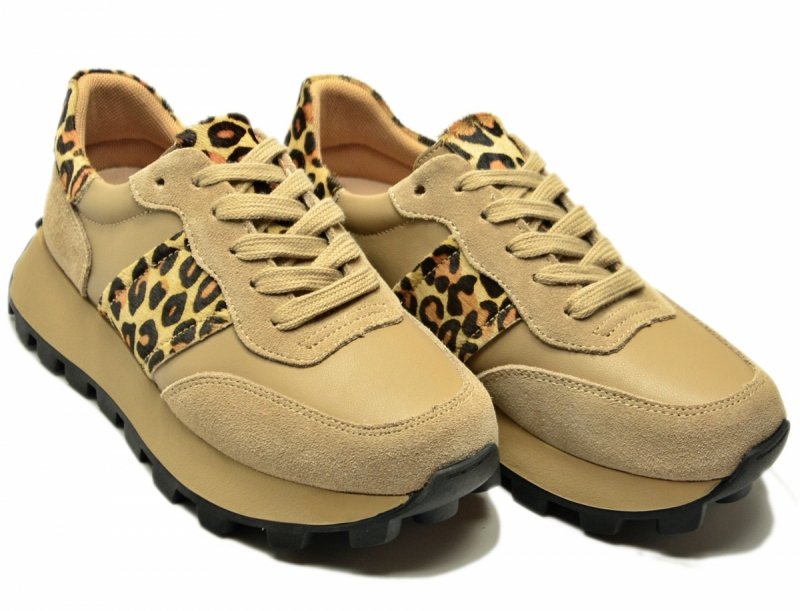 Półbuty sneakersy 38 skóra FILIPPO 7112 beżowe skórzane zamsz beż