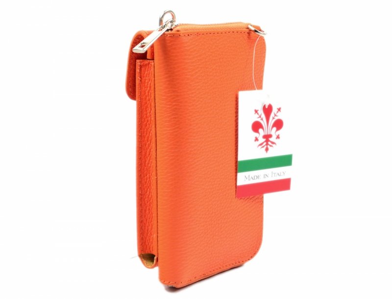 TOREBKA skóra listonoszka portfel na telefon MIKO pomarańczowa
