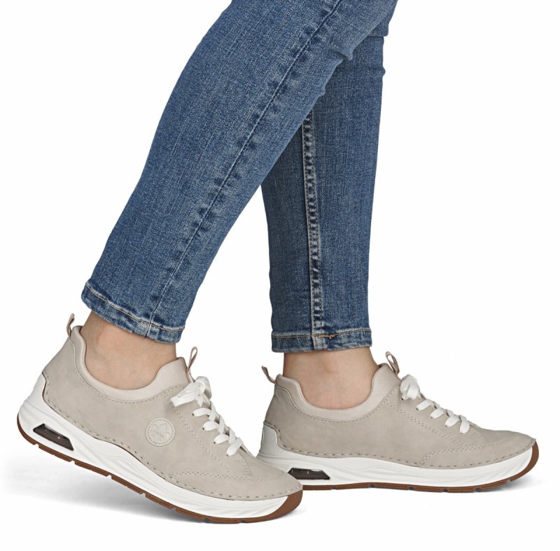 Sneakersy 39 RIEKER 44562 beżowe damskie półbuty beż