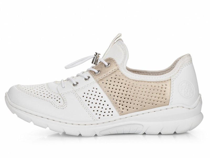 Półbuty sneakersy 37 RIEKER L3254 białe złote damskie żurowane