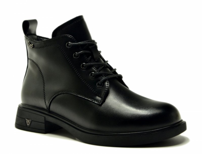 Botki 37 VINCEZA 39953 czarne skóra skórzane damskie płaskie
