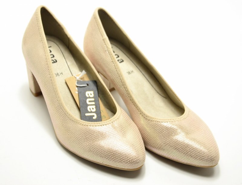 Czółenka damskie 37 JANA 22461 złote beżowe 