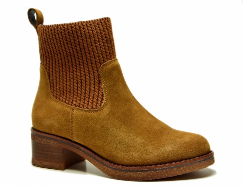 Botki 38 camel 25356 MARCO TOZZI skóra zamsz skórzane brąz damskie 