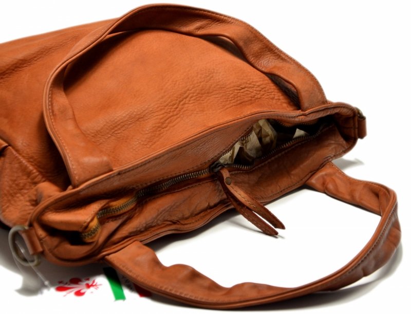 TOREBKA skóra vintage skórzana camel KEIRA brąz