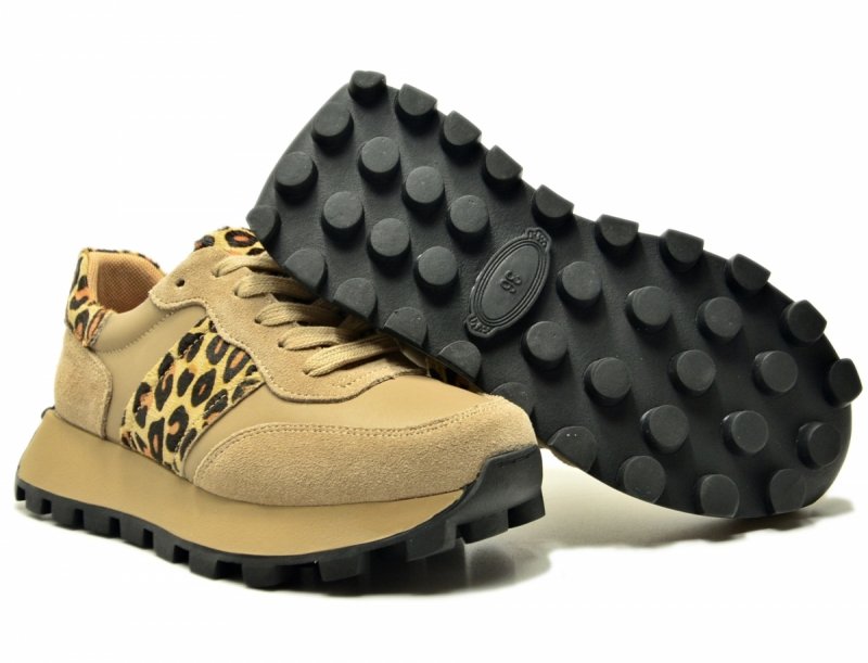 Półbuty sneakersy 38 skóra FILIPPO 7112 beżowe skórzane zamsz beż