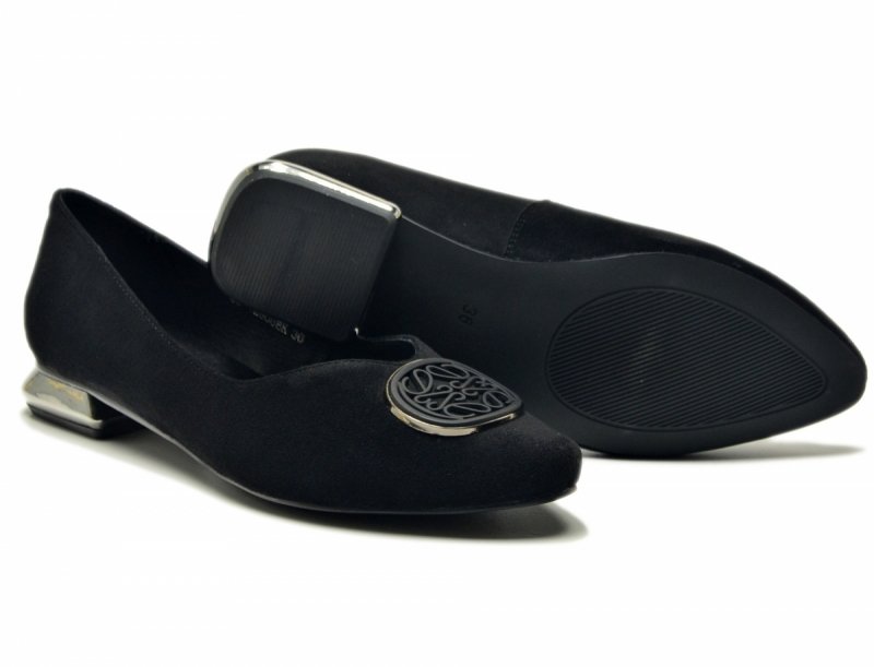 Baleriny półbuty 37 czarne zamsz POTOCKI 26-12808