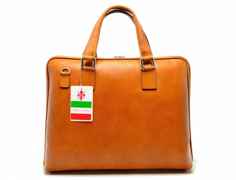 TOREBKA aktówka MIKO skóra camel skórzana