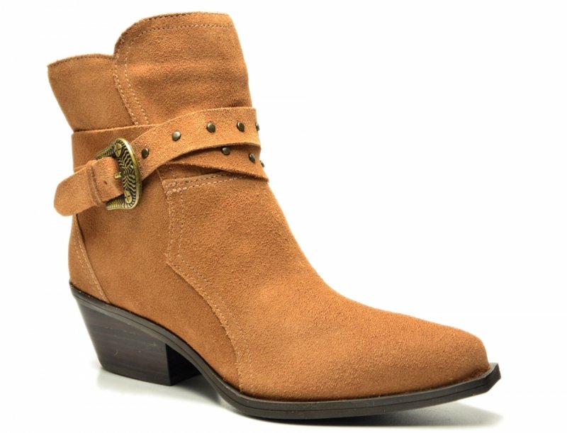 Botki 39 BOTTERO 347707 skóra kowbojki brązowe skórzane zamsz brąz