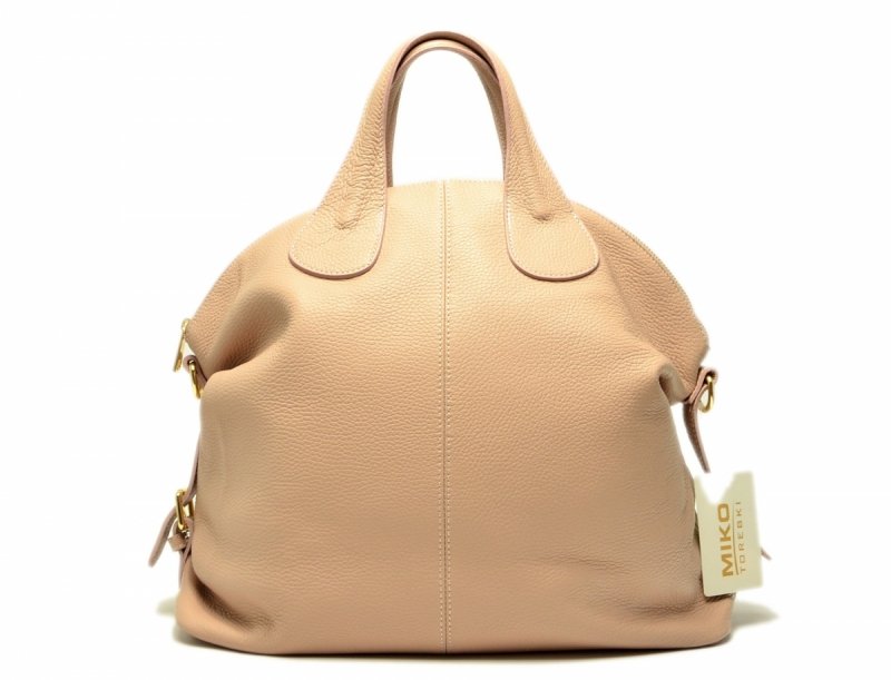 TOREBKA damska MIKO skóra róż pudrowy skórzana duża