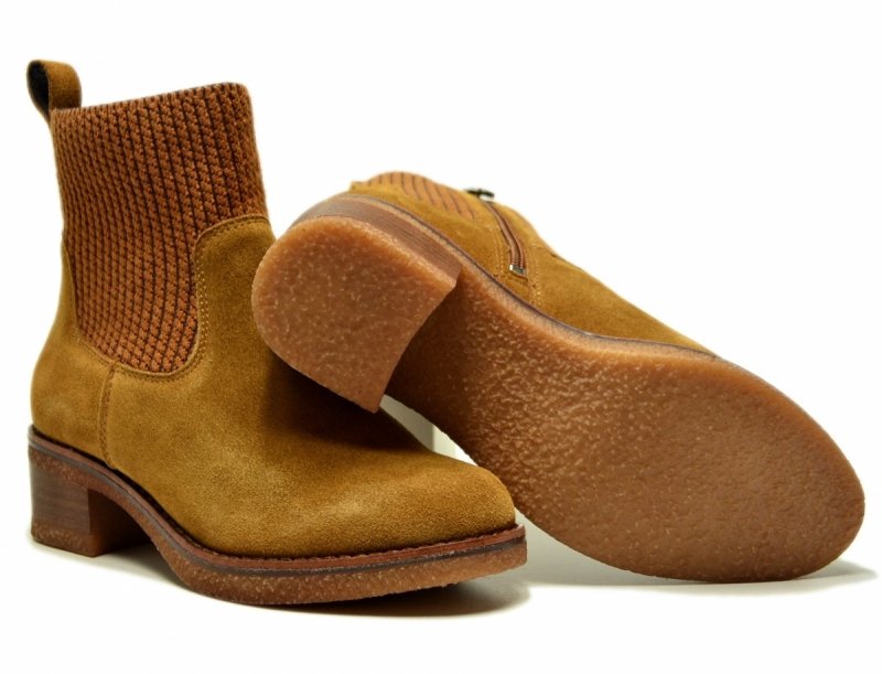 Botki 36 camel 25356 MARCO TOZZI skóra zamsz skórzane brąz damskie 