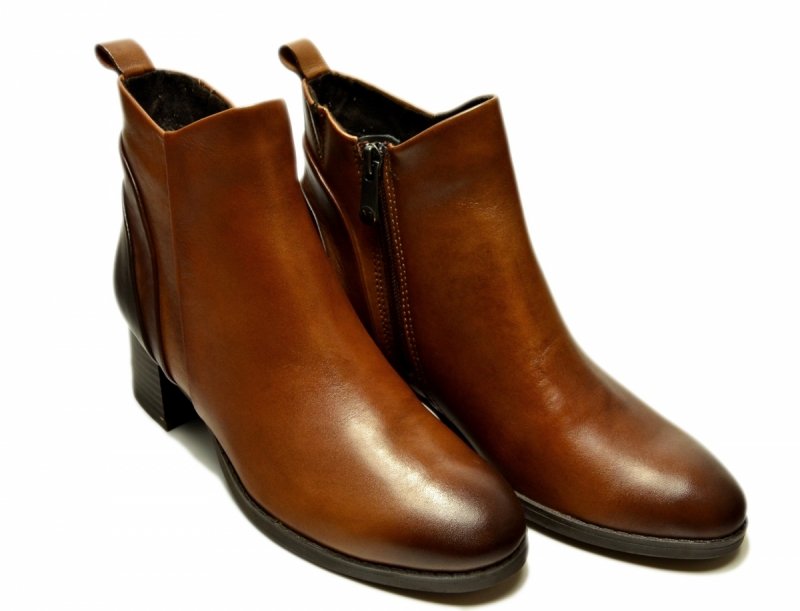 Botki 38 MARCO TOZZI skóra 25348 camel brąz skórzane niski obcas