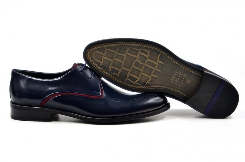 Półbuty 44 męskie granat bordo wizytowe skóra KING WEST 6792