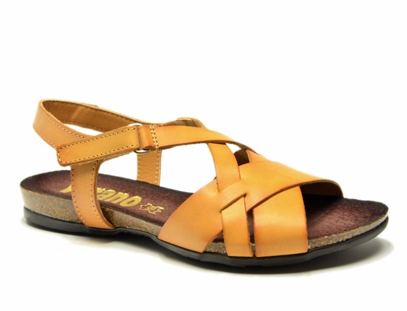 Sandały 37 skóra VERANO 674 camel skórzane płaskie