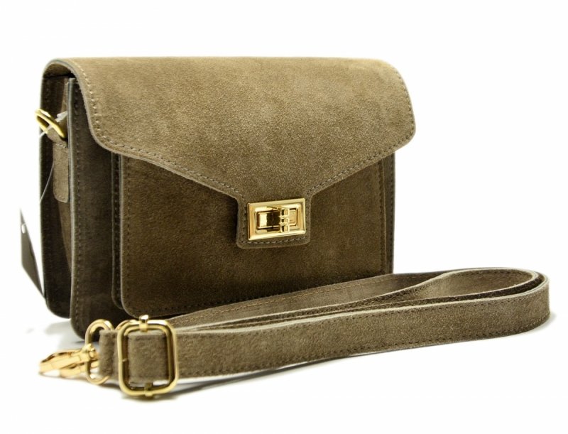 TOREBKA listonoszka MIKO skóra taupe skórzana zamsz damska