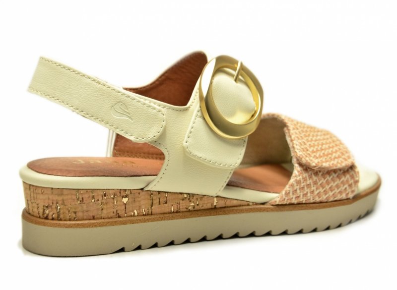 Sandały beż 38 JANA 28776 na platformie koturnie beżowe kremowe