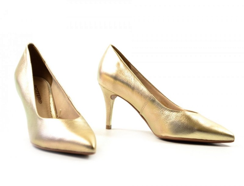 Czółenka 38 szpilki BOTTERO skóra złote skórzane 353721