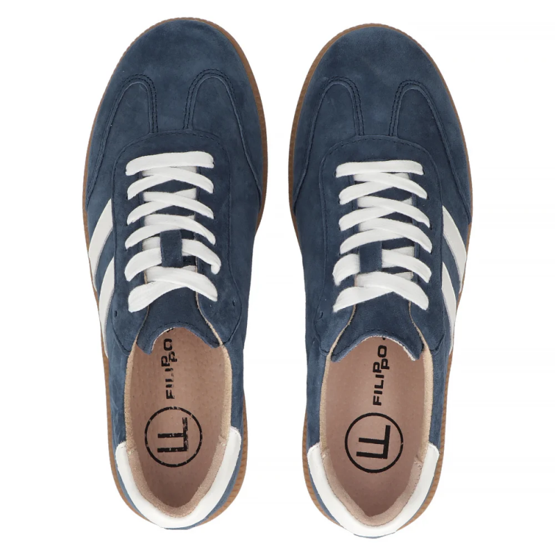 Półbuty sneakersy 38 skóra FILIPPO 6741 granatowe skórzane zamsz