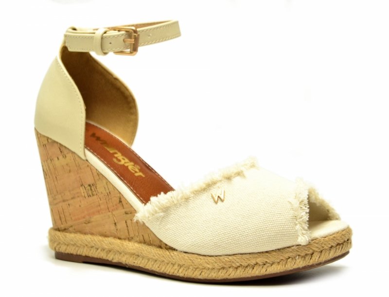 Sandały WRANGLER 40 LORETTA espadryle beżowe na koturnie damskie kremowe