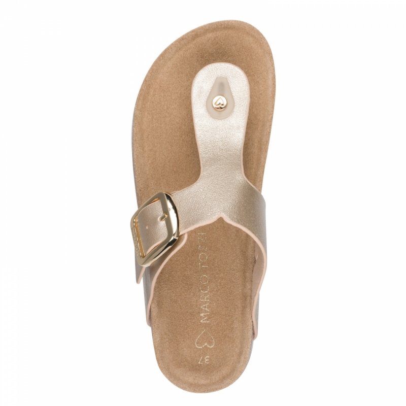 Klapki japonki złote 37 MARCO TOZZI 27120 płaskie