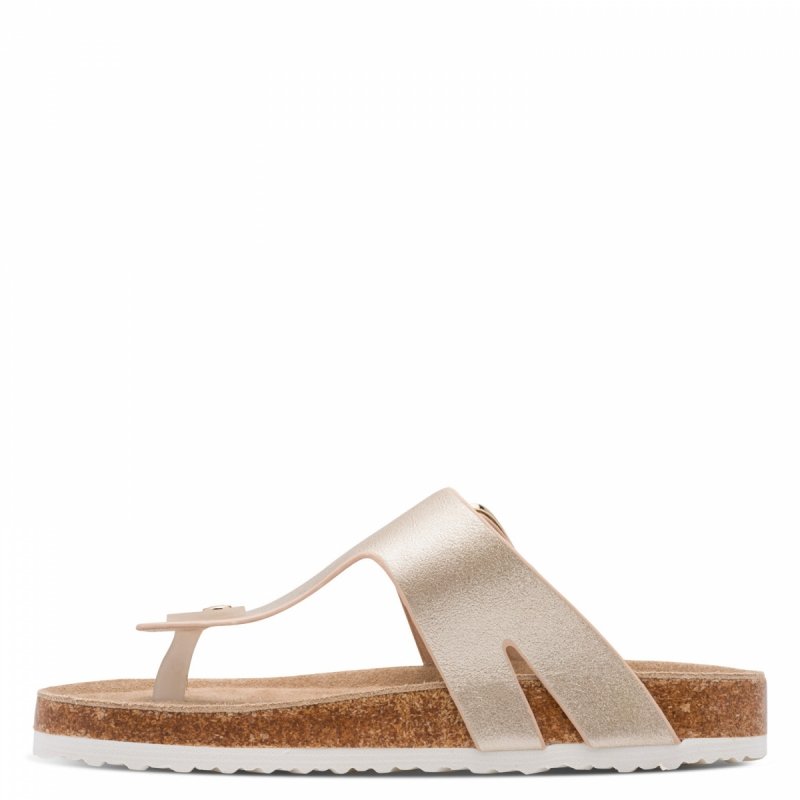 Klapki japonki złote 38 MARCO TOZZI 27120 płaskie