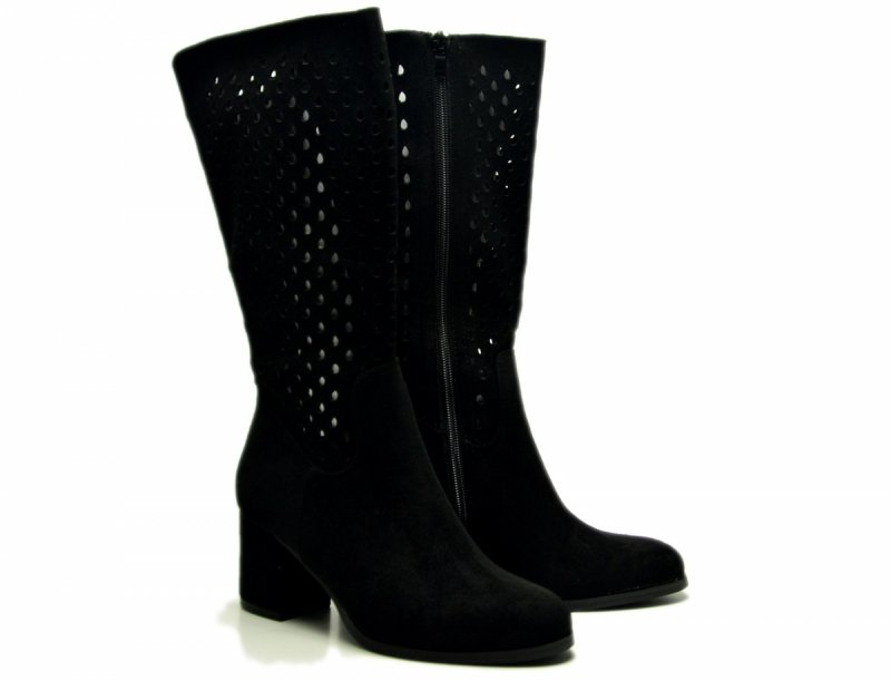 Kozaki 41 Daszyński czarne ażurowane 156 na obcasie