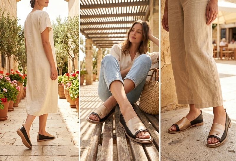 Baleriny czarne złote 37 skóra bez palcy POTOCKI 19397 damskie skórzane 