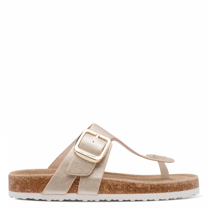 Klapki japonki złote 39 MARCO TOZZI 27120 płaskie