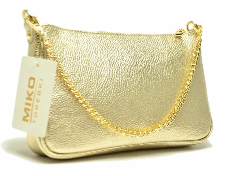 TOREBKA skóra listonoszka MIKO złota skórzana 