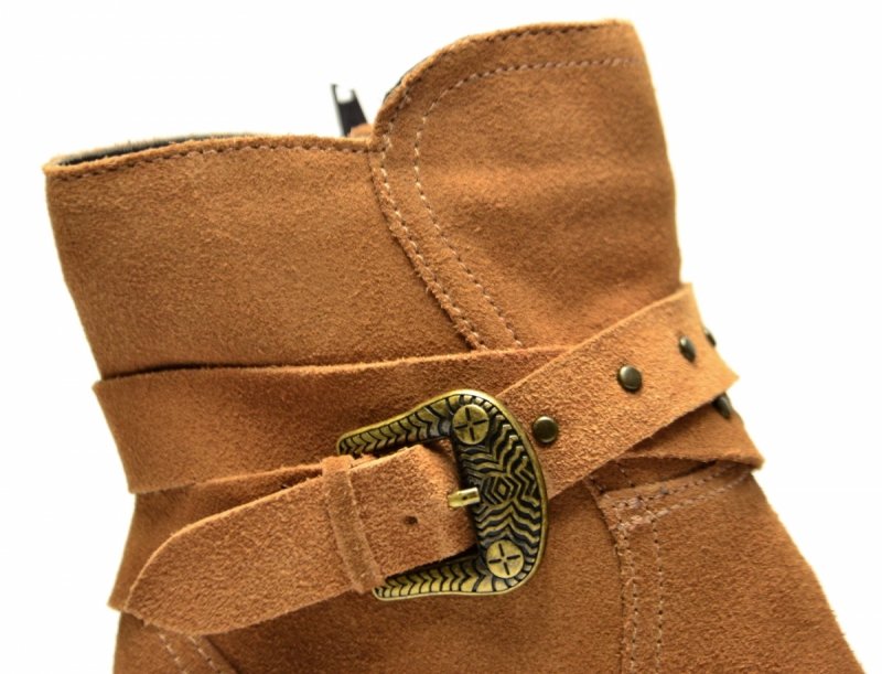 Botki 40 BOTTERO 347707 skóra kowbojki brązowe skórzane zamsz brąz