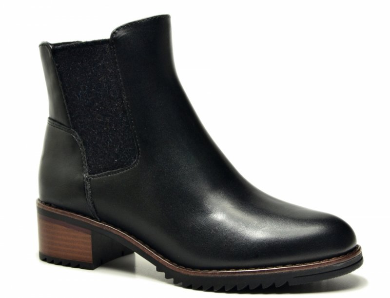  Botki 38 MARCO TOZZI skóra 25376 czarne skórzane brąz