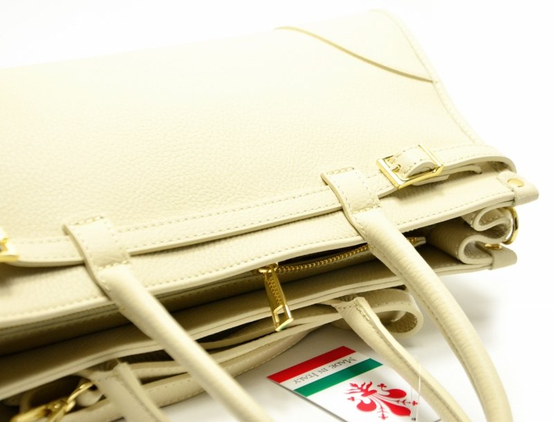 TOREBKA skórzana MIKO skóra beżowa damska jasny beż