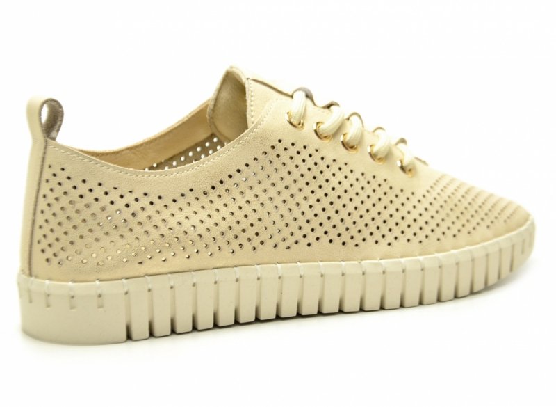 Półbuty beżowe złote 39 skóra CAMBELL 19435 ażurowane damskie skórzane beż