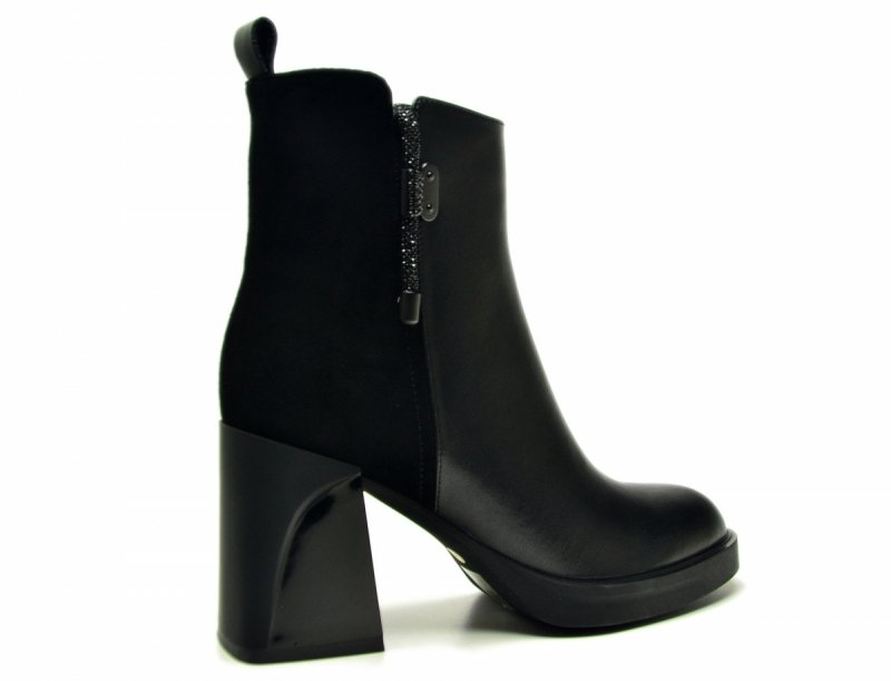 Botki 40 skóra FILIPPO 7358 czarne skórzane damskie na obcasie