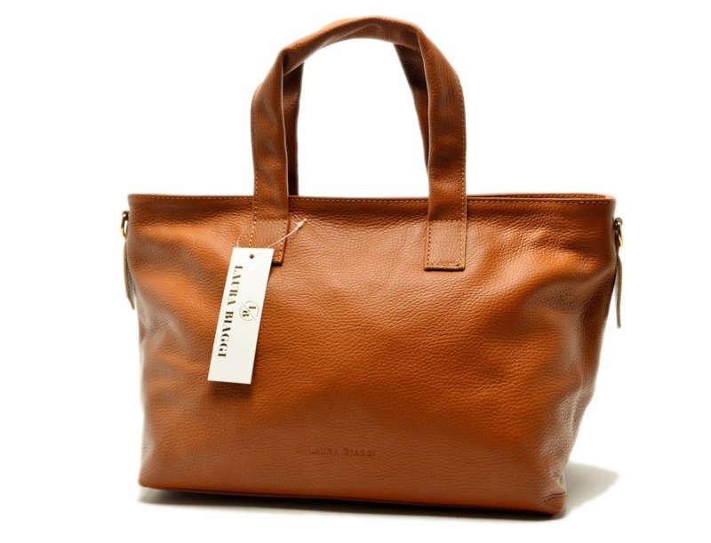 TOREBKA damska skóra camel skórzana LAURA BIAGGI